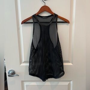 Koral Activewear Tank Top Black Mesh Netting Sleeveless Tank